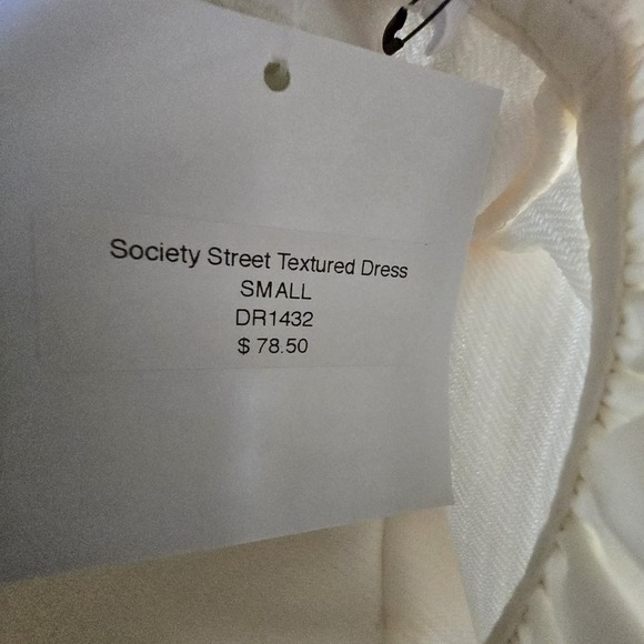 T. H. M. L Society Street Textured Dress‎ Cream Puffy Sleeve Size Small - Picture 5 of 5